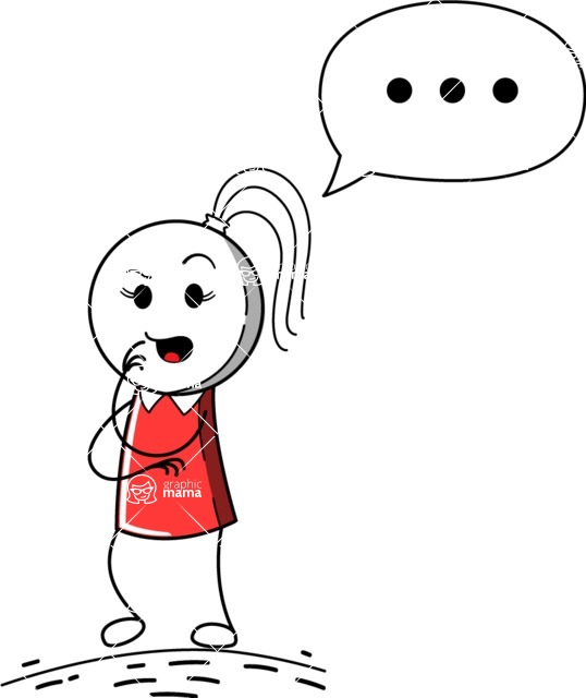 Stickman Vector Graphics - Outline Woman Cartoon Character Thinking